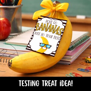 Bananas Student Testing Encouragement Tag: printable (PDF)