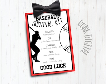 Baseball Survival Kit Printable | Sports Goodie Bag Tag | Baseball Team Gift | Digital Download