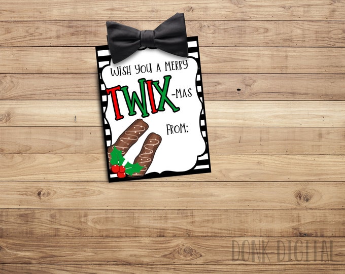 Merry Twix-mas Christmas Holiday Gift Favor Tag Printable - Etsy