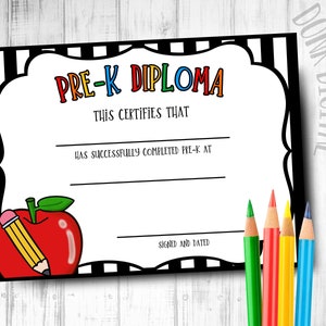 Diploma PRE K- Regalo de graduación - Fiesta de graduación- Graduación preescolar-