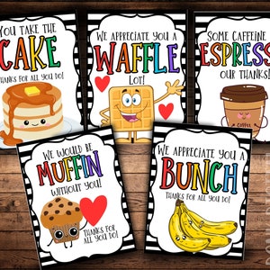Employee Breakfast Appreciation Signs | 5 Printable 8.5&quot;x11&quot; Signs | Staff & Team Morale Boost | Digital Download