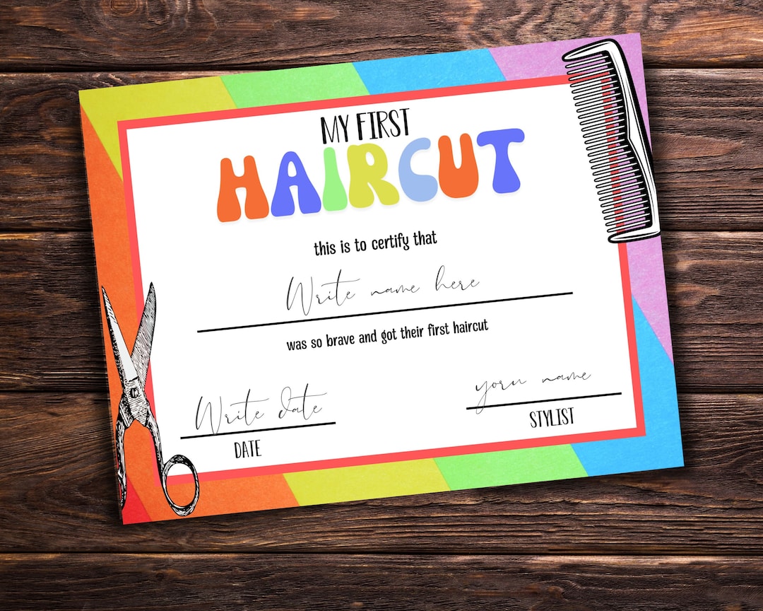 My First Haircut Certificate First Haircut Keepsake Barber Printable