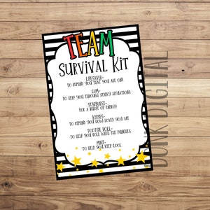 Team Survival Kit Tag - Staff Appreciation Gift Tags - Employee Appreciation Printable-  Instant Download