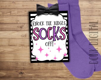 Knock the Judges SOCKS Off Printable Gift Tags | Gymnastics, Dance, Cheer, Performer Gift | Digital Download