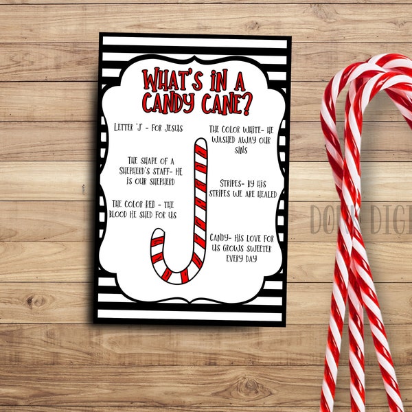 Whats in a candy cane- Legend of the candy cane - Christmas Tags- Sunday School Printable - Preaching -