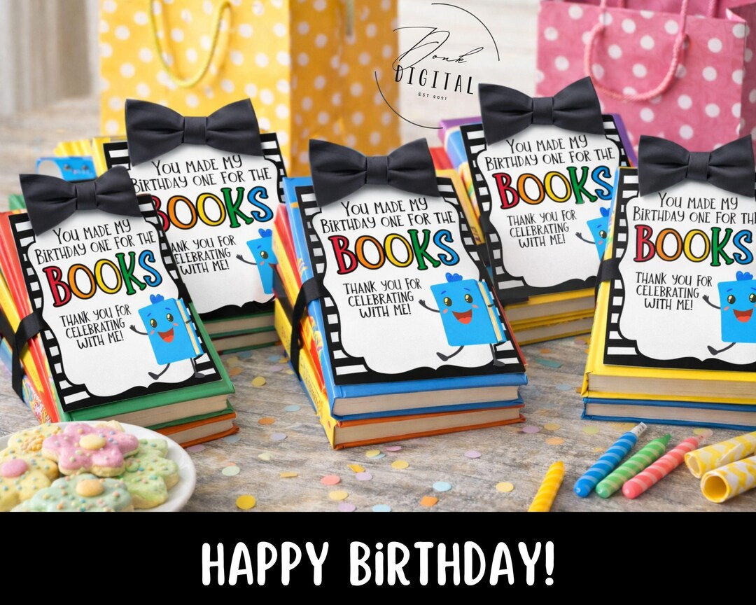Birthday Book Favor Tags: Printable (PDF File) - Etsy