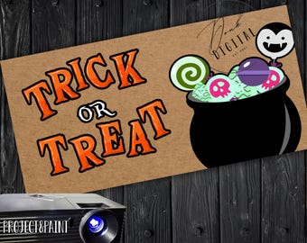 Paint Your Own HAPPY HALLOWEEN Banner | Printable Halloween Decor | Large Tracing Template PDF