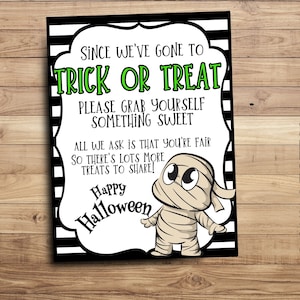 Halloween Candy Sign: Trick or Treat Door Decor (PDF)