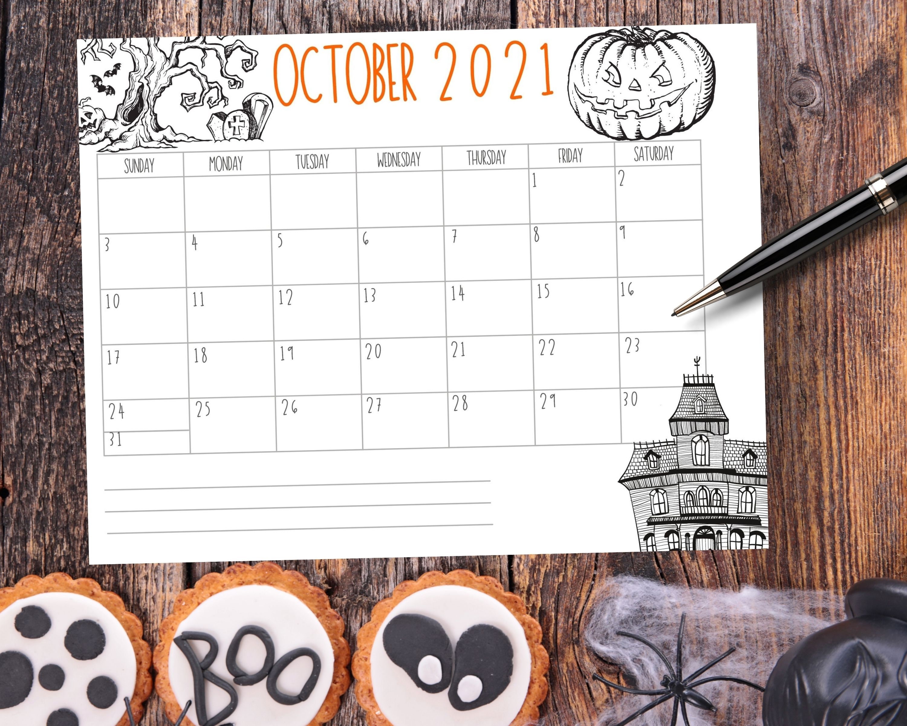 october calendar printable calendar planner binder etsy