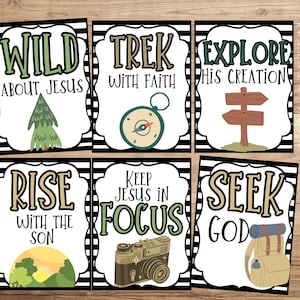 Adventure VBS sign Bundle - 8x10- Sunday School Printable - Church Printable - Religious Tags- VBS Explore