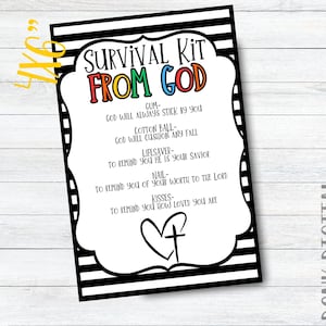 Survival Kit from God - Religious Gift - Church Gifts - Printable Tags -Christian Survival Kit