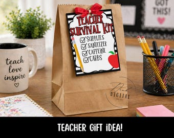 Lehrer Survival Kit druckbare Tags: (PDF)
