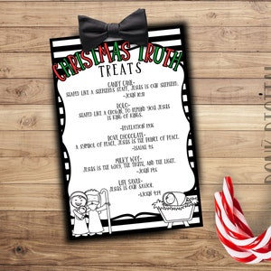 Christmas Truth Treats- candy gram- Bijbelvers- religieuze Kerstmis - Kerk afdrukbaar -