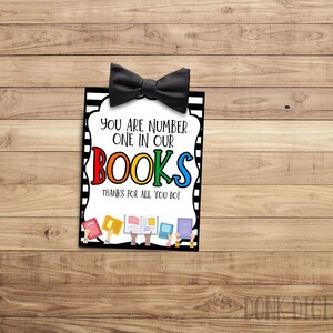 You Are Number One in Our Books- Thank You Tag - Librarian Appreciation ...