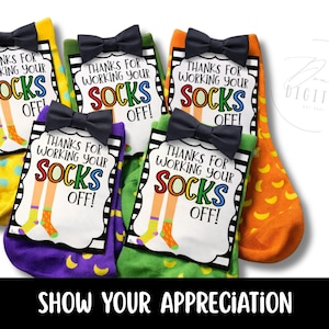 Printable Socks Off Thank You Tags: Teacher, Staff Gift (PDF)