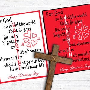 Christian Valentines -Bible Verse Valentine&#39;s- Printable Valentines - Church Valentine Hand out - Valentine Favors -  Religious Valentine