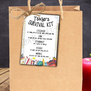 Teacher Survival Kit -Teacher Appreciation - Printable Survival Kit  - Printable Tags - Happy Retirement- Staff Thank You
