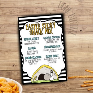Easter Story Snack Mix Tag-Bible Verse Easter- Religious Tag - Church Easter -  Religious Tags- Sunday School -Easter Story Snack Mix Tags