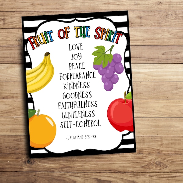 Fruit of the Spirit Sign- Sunday School Printable - Church Printable - Religious Tags