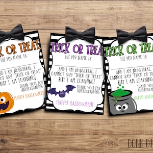 Non Verbal Halloween Trick Or Treat Tags (Digital Download)