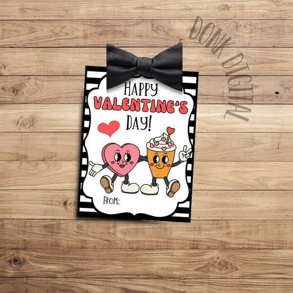 Retro Valentine- Valentine's- Printable Valentines - Printable valentines cards- Valentine Favors -  Girly Valentine