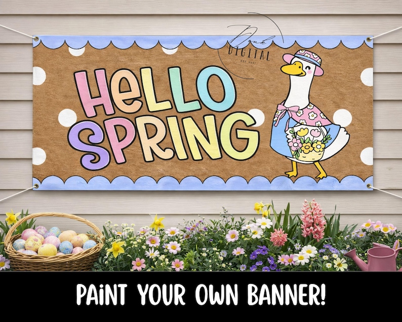 Paint Your Own Banner Hello Spring: PDF - Etsy