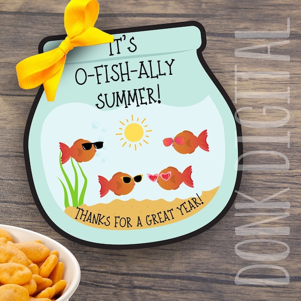 It's o fish ally summer - Summer Tag- School Break - Summer Break Printable - Student Gift - Friend Gift