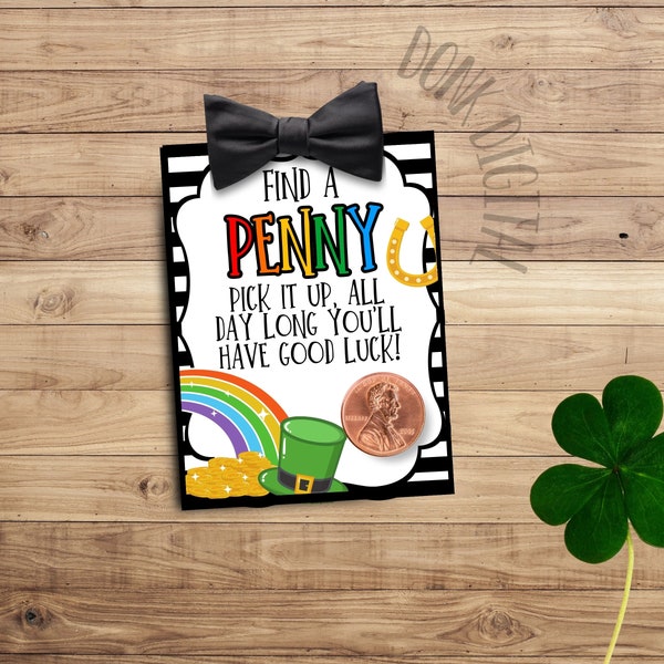 Finden Sie einen Penny abholen - Lucky Penny - Penny Printable - St Patricks Day Craft - März Printable - Lucky Print -