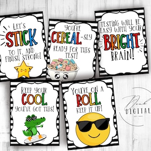 Testing Motivation Tags Printable | End of Year Student Gift Tags | 5 Fun Designs for Treats | Testing Encouragement | Instant Download