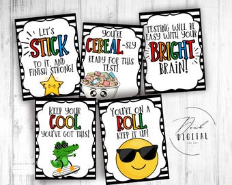 Motivational Testing Tags: Fun Student Encouragement (Digital Download)