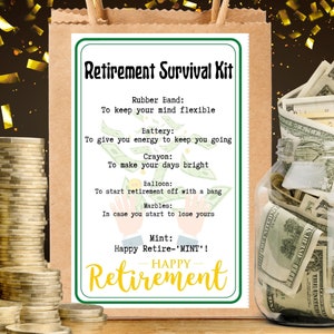 Retirement Survival Kit -Retirement Gift - Retirement Party  - Printable Tags - Happy Retirement- Gag Gift Printable - Retirement Party