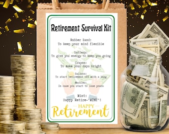 Retirement Survival Kit -Retirement Gift - Retirement Party  - Printable Tags - Happy Retirement- Gag Gift Printable - Retirement Party