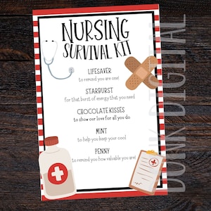 Nurse survival kit- Team Gift Printable - Hospital Staff- Healthcare Worker Gift - Instant Download-