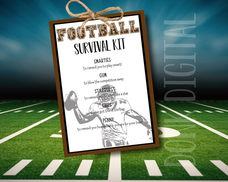Football Survival Kit Team Gift Printable Sports Tags Etsy