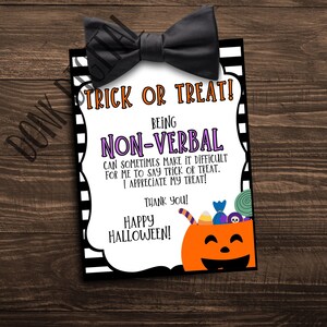 Non Verbal Halloween Trick or Treat Tags (PDF File)