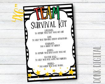 Team Survival Kit Printable | 4x6” Cards | Morale Booster for Employees & Teams | Digital Download