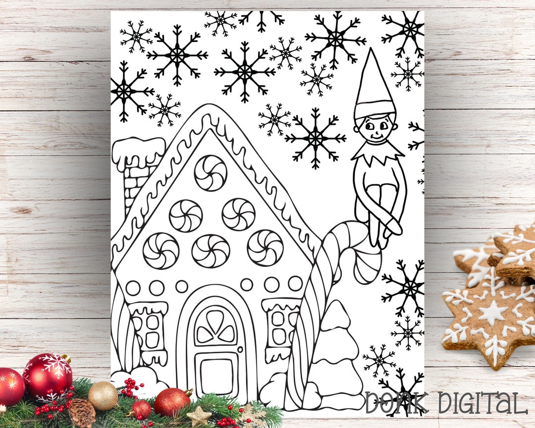 printable elf on shelf coloring pages