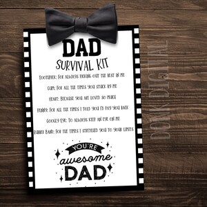 DAD Survival Kit- Dad Gift- Fathers Day Gift- Survival Kit Printable ...
