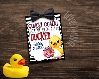 You've been CHEER DUCKED- Good Luck Favor Tags- PDF file Instant Download - Team Gift Tags- Competition Gift