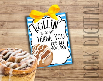 Cinnamon Roll Thank You Tag: Employee/Teacher Appreciation (PDF)