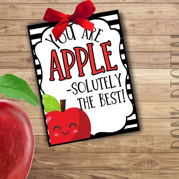 You are APPLESOLUTELY the best -  appreciation tag- employee appreciation- Thank you tag- PTO PTA