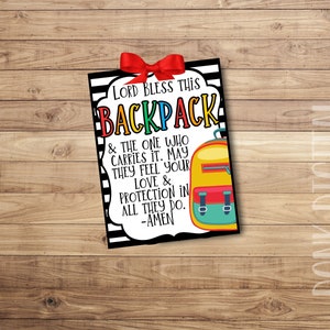 Backpack Prayer Tag - Sunday School Printable - Church Printable - Religious Tags