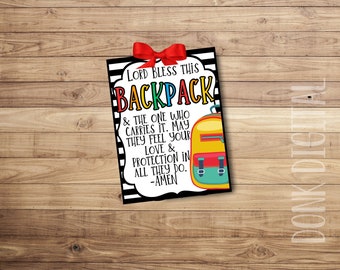 Backpack Prayer Tag - Sunday School Printable - Church Printable - Religious Tags