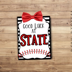 Good Luck at State- Baseball Tag-  Softball tag- Softball Favors- Team Gift Tag- Team Appreciation- Good Luck Tag
