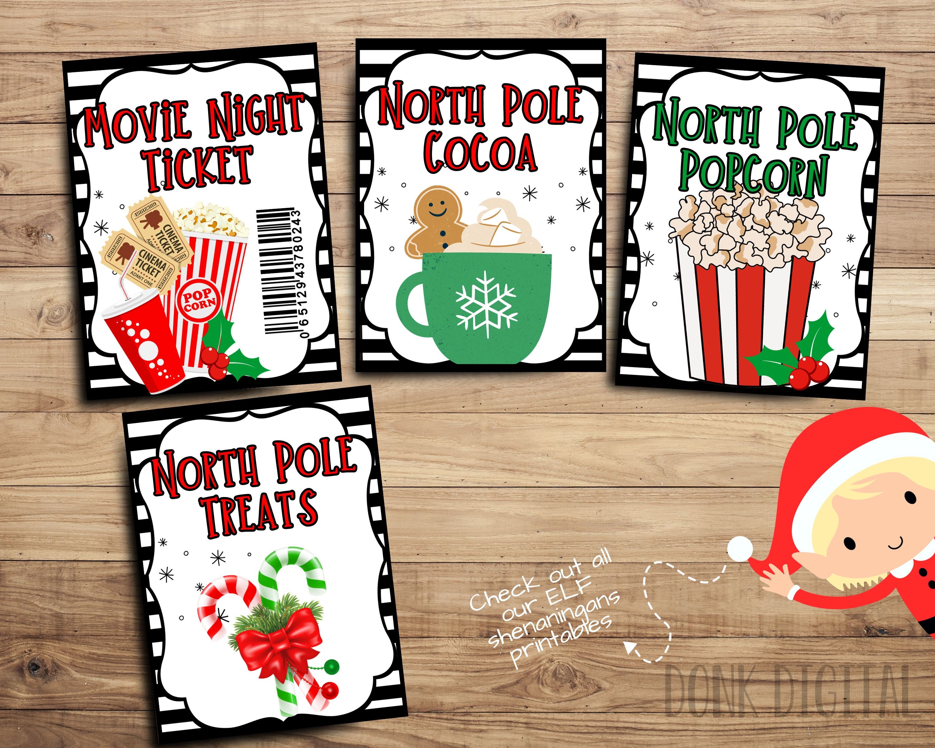 elf sign printable: movie night (pdf) - etsy