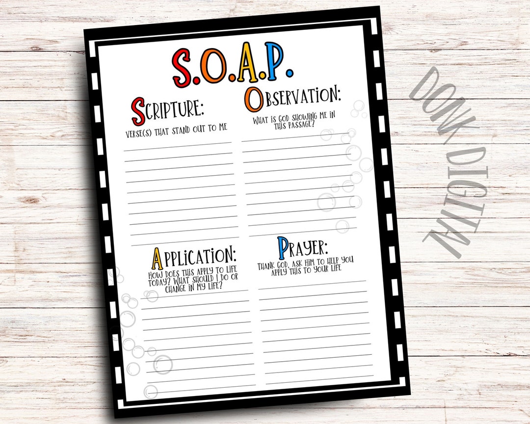 S.O.A.P. Bible Study Printable- Bible Journaling- Bible Insert- Bible Study - Etsy