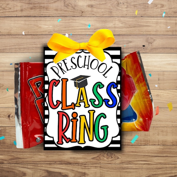 Preschool Class Ring- Graduation gift - Summer Tag- School Break - Summer Break Printable - Student Gift - Friend Gift-