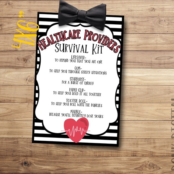 Healthcare Providers Survival Kit - Healthcare Gift - Healthcare Appreciation - Printable Tags -