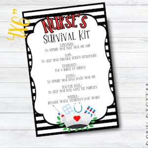 NURSE&#39;s Survival Kit - Nurse Gift - Nurse&#39;s Appreciation - Printable Tags -