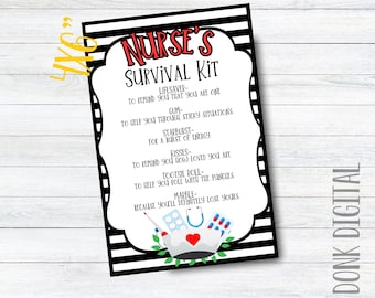 NURSE's Survival Kit - Nurse Gift - Nurse's Appreciation - Printable Tags -